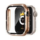 Adepoy コンパチブル Apple Watch ケース 45mm キラキラ アップルウォッチカバー Series 9/8/7 保護フィルム付き シングルダイヤモンド Apple Watch 9/8/7 ケース iwatch用 光沢感 お洒落(45mm Series 9/8/7 ローズゴールド)(2)
