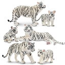 TOYMANY 6PCSホワイトタイガーフィギュア 動物フィギュア トラフィギュアセット 野生動物フィギュア 動物モデル 親子 家庭 リアルな動物模型 人気動物...