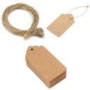 MEDUSHASHA タグ 値札タグ 荷札 100枚 (サイズ:30mm X 50mm) 糸付き 下げ札 無料の麻糸付き(長さ:10m)菓子屋 ギフトラベル 結...