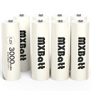 MXBatt 充電式ニッケル水素電池 充電式電池 単3 充電式 充電式単三 単三充電池 1.2V 3000mAh 単3形8個セット (約1200回循環使用可能)...
