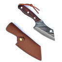 Irai Utaki 包丁 切付 刃渡り100mm アウトドア用包丁 フルタング構造 フィッシング ステンレス製 赤檀グリップ 釣り キャンプ用シースナイフ 革収納鞘付 (切付/刃渡り100mm)