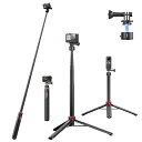 Ulanzi Go-Quick II カメラ三脚 Gopro用 クイックリリース三脚 自撮り棒 140cm延長 磁気マグネットマウント 6段伸縮 セルカ棒 ミニ三脚 アクションカメラ 三脚 軽量 卓上三脚 vlogアクセサリー 折りたたみ GoProHero11/GoProHero10/GoPro 9/8/7/Max/Fusion/DJI action/i