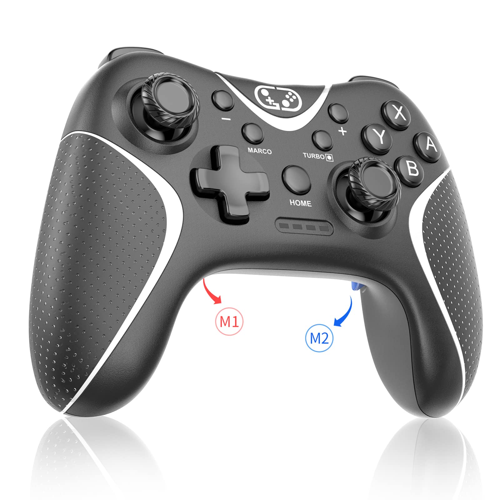 Switch コントローラー 2024アップグレード Sungale スイッチ プロコン 自動連射/連射ホールド 背面ボタン付き マクロ機能 Bluetooth5.0接続 6軸ジャイロセンサー 10時間連続使用 連射コン Switch/PC/iOS13.0+/Android対応 日本語取扱説明書付き (ブラック+ホワイト)
