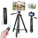Ubeesizeスマホ 三脚 iPadカメラ三脚兼用 130cmタブレット三脚 リモコン付き 一眼フレ 3WAY雲台 360回転 パノラマ撮影 収納袋付き ゴープロ/アクションカメラ等対応 (深い黒) 130cm