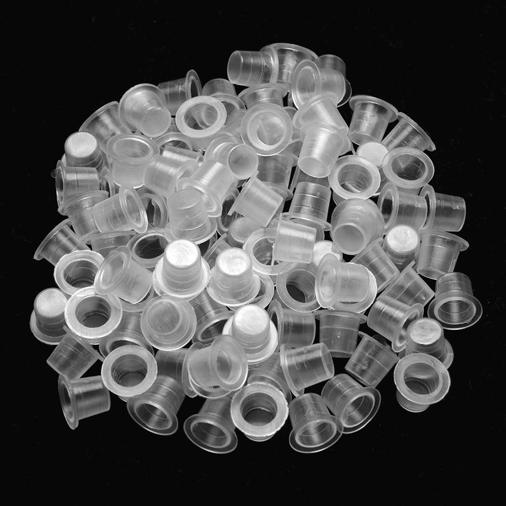 ATOMUS 100pcs使い捨てタトゥーインクカップ透明顔料キャッププラスチックインクカップタトゥーアクセサリー（小）