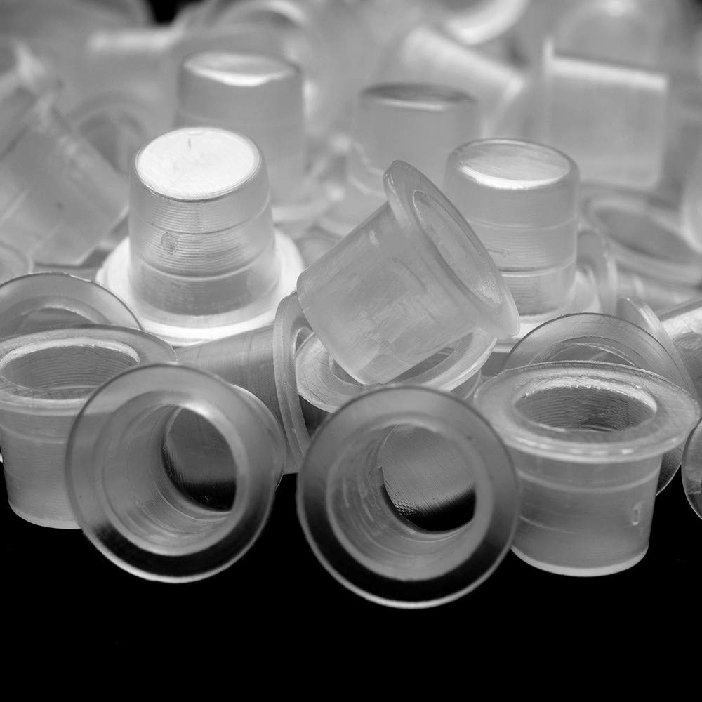 ATOMUS 100pcs使い捨てタトゥーインクカップ透明顔料キャッププラスチックインクカップタトゥーアクセサリー（小）