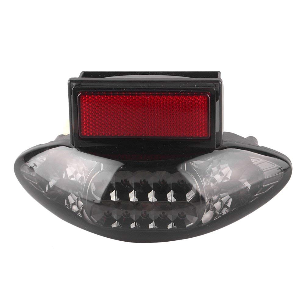 ONGMEIL バイク LEDテールライト ウインカー/ブレーキランプ内蔵 ブラックレンズ スズキ GSX1300R隼 1999-07年 (Smoke)