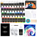 Shuttle Art アクリルポーリング絵の具 アクリル顔料 36本セット 32色(白4本と黒2本入り) 60ml ストレーナー付き 注ぐアートワーク用 画材...