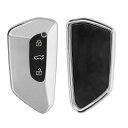 kwmobile VW Golf 8 3-ボタン 車のキー対応 キーケース - キーカバー 鍵カバー TPU 光沢仕上げ - 車鍵 耐衝撃 保護 光沢 シルバー