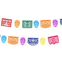 Frcolor バェルト papel Picado メキシカンパーティーバナー デッド 1本セット 花輪 ホオジロ ぶら下げ 死者の日 装飾 メキシコ フェステ...