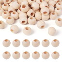 Beadthoven 約50個 直径19~20mm 原木色 ウッドボールビーズ ラウンド 大穴 木製ビーズ 無地 塗装なし 丸玉 絵画可 装飾 ジュエリー用 ア...