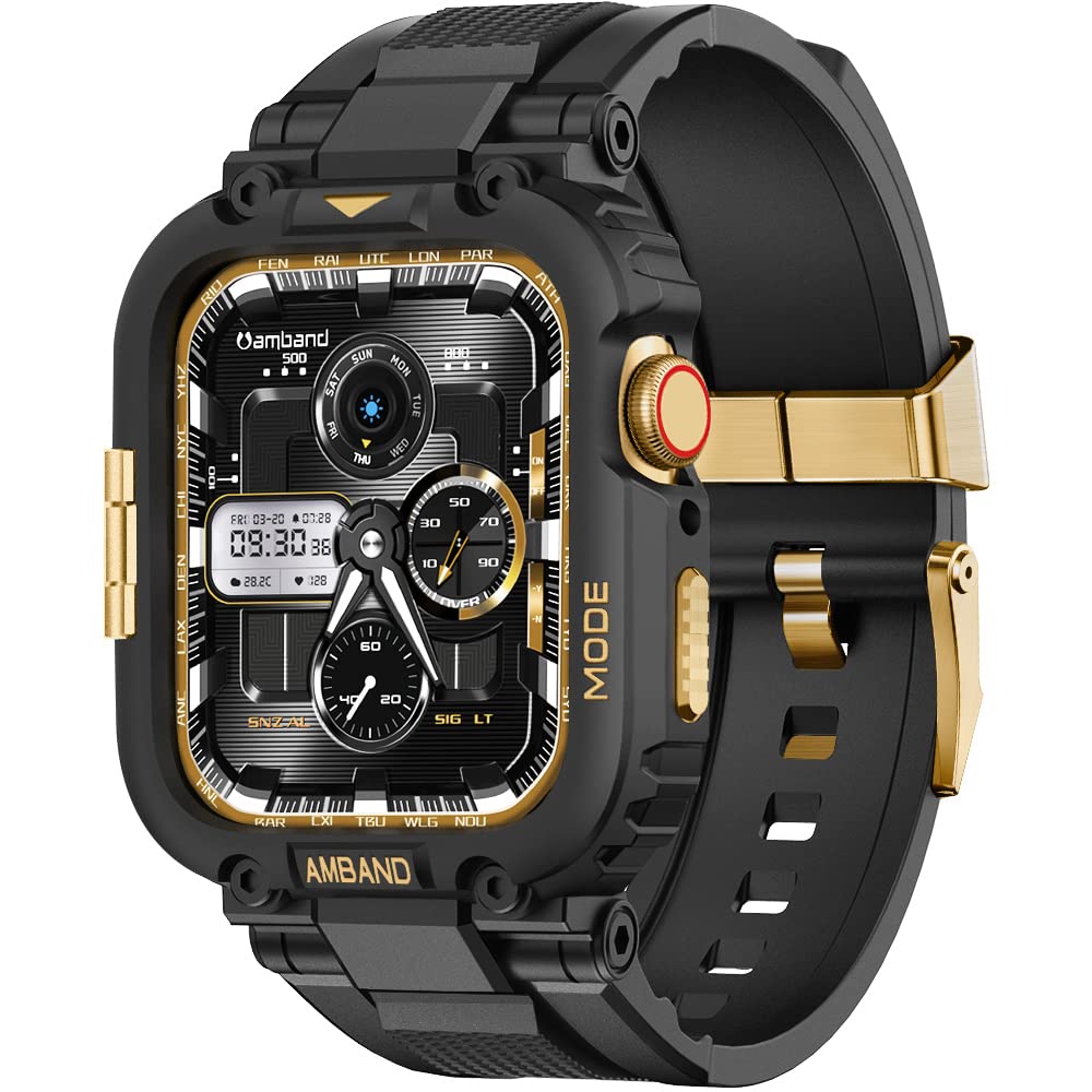 コンパチブル For Apple Watch バンド 41mm 40mm 38mm バンパーケース付き 頑丈なTPUベルド 一体型 スポーツバンド iWatch Series 9/8/7/SE/6/5/4/3/2/1に対応 38 40 41 mm 耐久性 伸縮性 耐衝撃 落下防止 装着簡単 ブラックゴールド