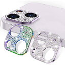 HeeNia iPhone 14/iPhone14 Plus 対応 カメラフィルム 【2枚入り】 キラキラ レンズカバー 【レインボー+パープル】 ラインストー...
