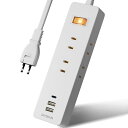 SAYBOUR 電源タップ USB 延長コード 2m コンセント 6個 Type-C USB-A 雷ガード スイッチ 白 AJ-6100