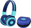 SIMOLIO 子供用 ワイヤレスヘッドフォン Bluetooth5.0 ヘッドセット 通話マイク付き 音量制限 聴覚保護 共有ポート 折りたたみ式 有線無線両用 ヘッドホン ゲーム機タブレットPC音楽用 ブルー 712M