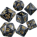 LIANHATA 多面体 ダイス サイコロ セット アクリル 7個入り D20 D12 D10 D8 D6 D4 神話TRPG MTG カードゲーム テーブルゲーム用 4面 6面 8面 10面 12面 20面 (黒×白)