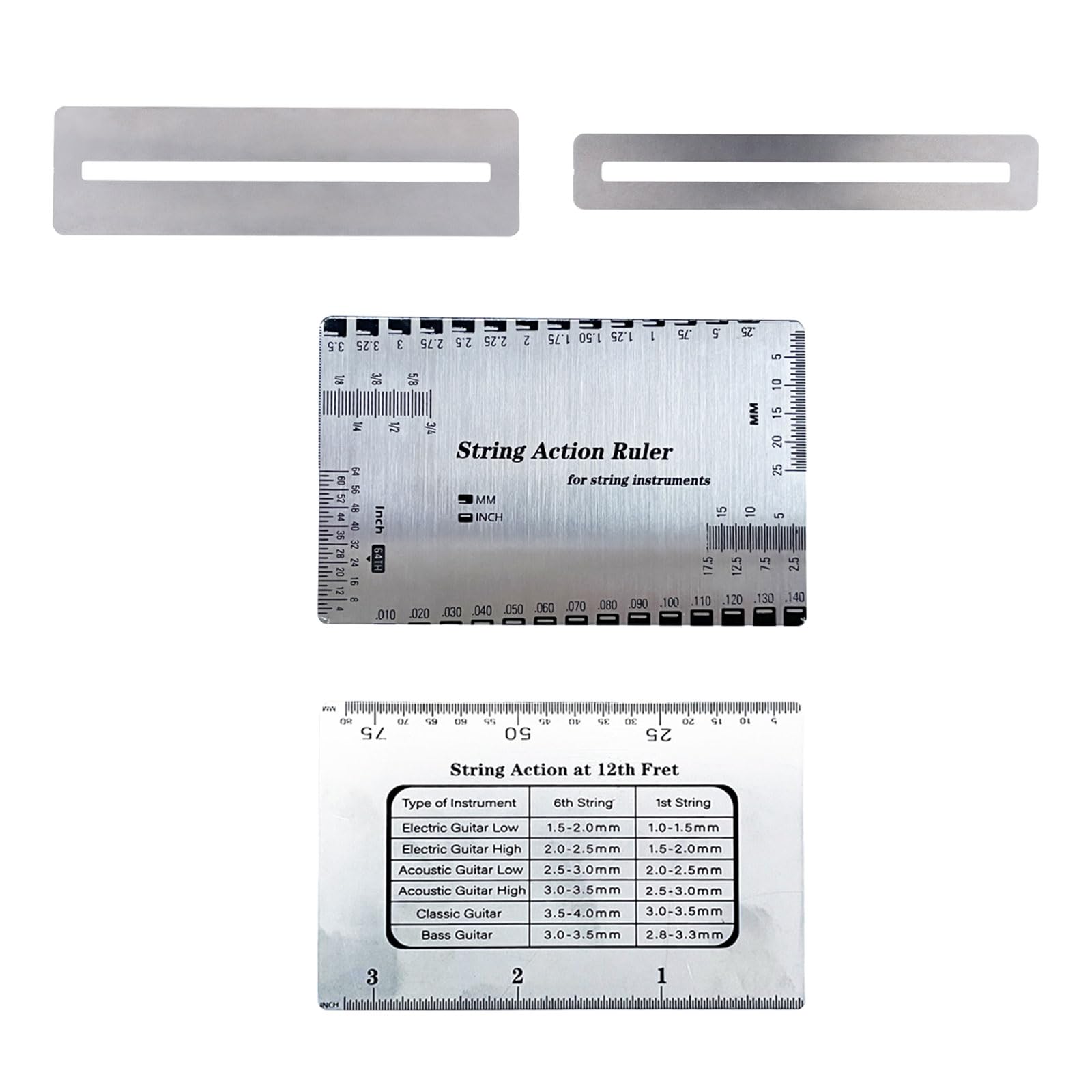 ギター フレット磨き 3本セット 弦高ゲージ 研削 弦高 定規 スケール 指板 測定 保護 ギター ベース 弦楽器 メンテナンスツール 測定ツール