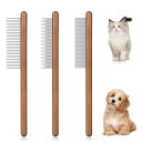 Phyxiul ペットブラシ 3点セット 猫犬コーム 木製ハンドルブラシ 蚤取りコーム ペット用ブラシ マッサージ 絡まりを取り除く 痛くない 短毛 中毛 長毛...