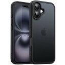JETech iPhone 16 Plus 6.7インチ用 マットケース 耐衝撃性ミリタリーグレードの落下保護 つや消しの半透明背面 スマホカバー 指紋防止 (ブラック)