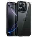 JETech iPhone 16 Pro 6.3インチ用 ケース 耐衝撃スマホバンパーカバー ソリッドカラー マットTPUフレーム 傷つけ防止 クリアバック (ブラック)