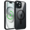JETech iPhone 15 6.1インチ用 マグネット ケース MagSafeに対応 衝撃吸収 バンパーカバー ソリッドカラーマットTPUフレーム 傷つけ防止 クリアバック (ブラック)