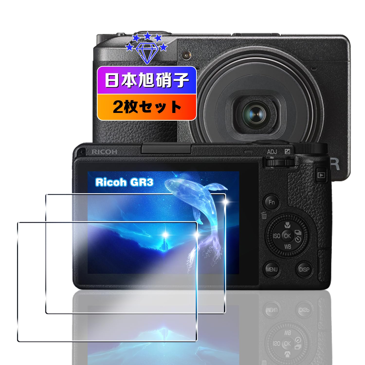 wnunbg 2+2+2祻åȡ б Ricoh GR IIIx GR3x GR3 饹ե 2+ 󥺥ե 2 ...