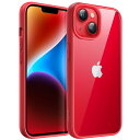 JEDirect iPhone 14 6.1インチ用 ケース 耐衝撃スマホバンパーカバー ソリッドカラー マットTPUフレーム 傷つけ防止 クリアバック (レッド)