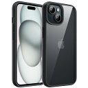 JEDirect iPhone 15 6.1インチ用 ケース 耐衝撃スマホバンパーカバー ソリッドカラー マットTPUフレーム 傷つけ防止 クリアバック (ブラック)