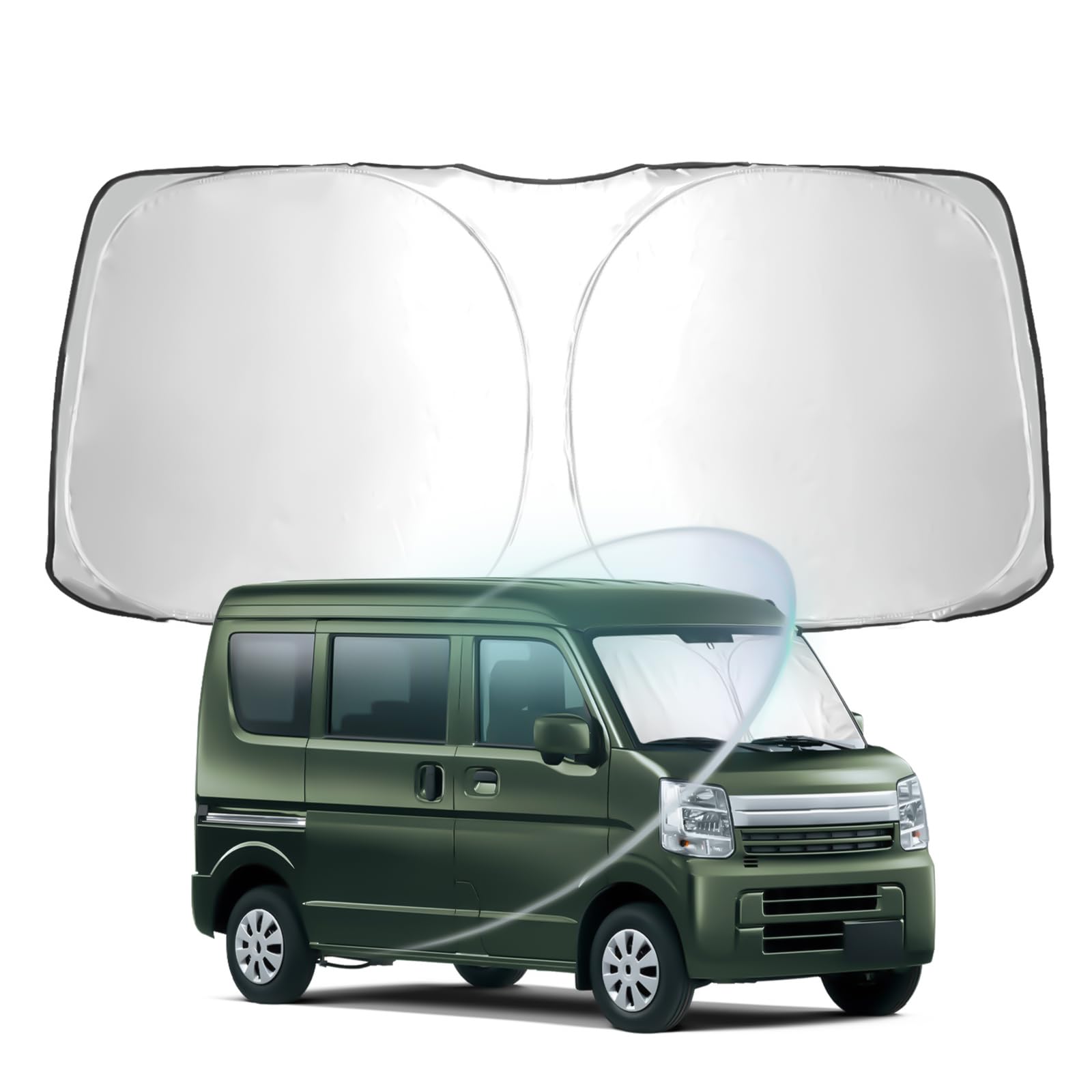 WEIPIN スズキ every フロント サンシェード エブリイ/エブリイワゴン DA17V DA17W型 2015年〜現行 専用 サンシェード 車 フロント ガラス用 シンシェード 車 日除け UVカット断熱 遮光 車中泊 日よけ 折り畳み 軽くてコンパクト 車用 サンシェード カーテン カスタム 内