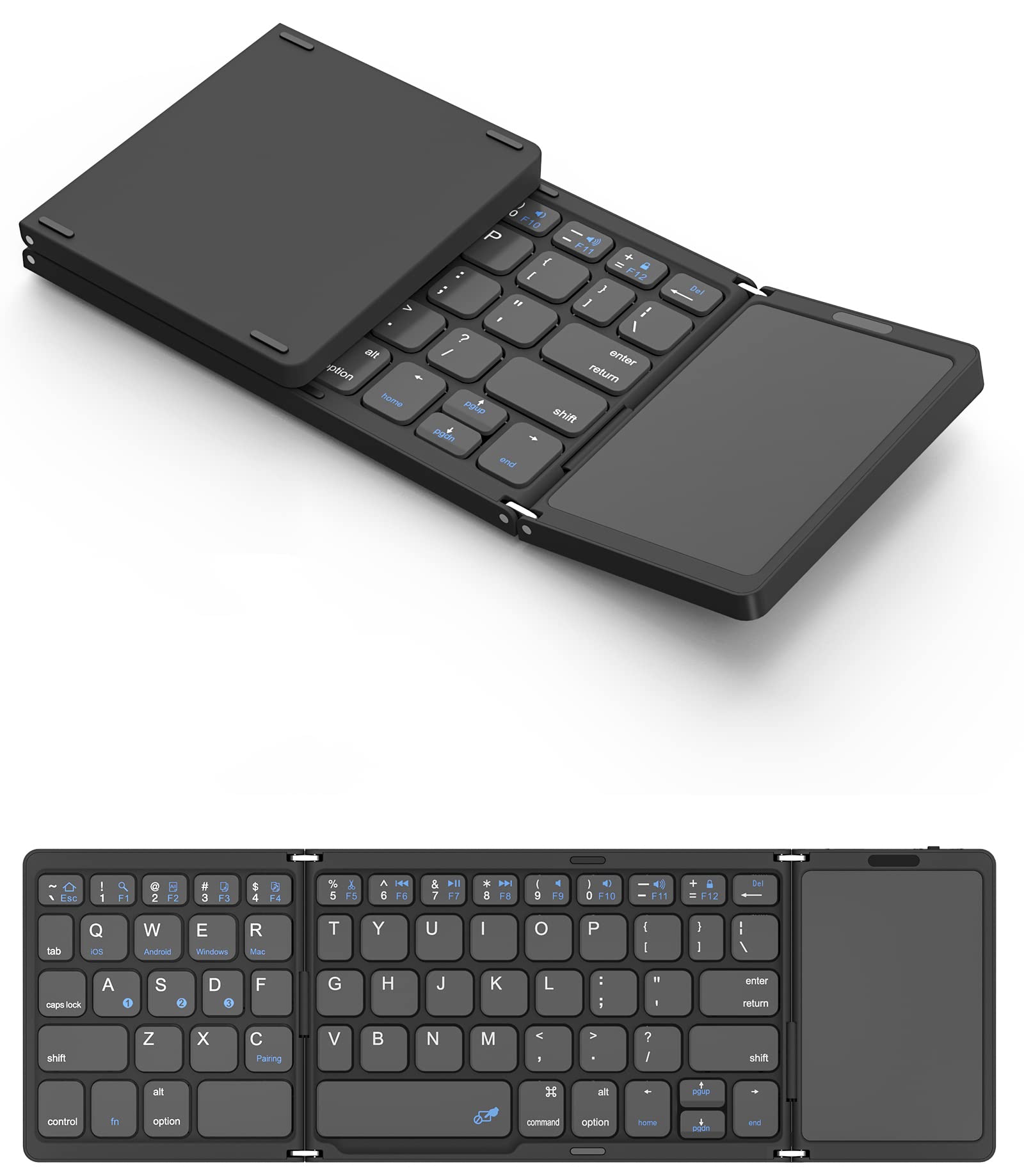 Omikamo キーボード ワイヤレス 折り畳み bluetooth タッチパッド付き iPad U