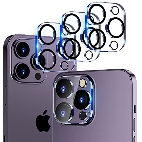 CloudValley【3パック】カメラフィルム iPhone 14 Pro Max 6.7" / 14 Pro 6.1" 用 HD 強化ガラス カメラ レンズ保護フィルム [2022 新バージョン] 傷つきにくい 取り付け簡単 クリア+ブラックサークル