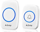 AZ4U ワイヤレスチャイム インターホン 電池式 ドアベルキット 工事不要 防水 玄関 介護 呼び出し 60種類のメロディ 4段階音量調整 ホワイト