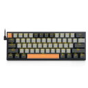 e元素メカニカルキーボード61キー 赤軸を採用のゲーミングキーボード 黄色のLEDバックライト付き 60%小型コンパクトキーボード USB有線英語配列 Windows/Macに対応ゲーム用キーボード (グレー+ブラック,赤軸)