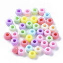 Beadthoven 約200個 混合色 コラム プラスチックビーズ 大穴 ロンデル玉 カラフル ポニービーズ ヨーロピアンビーズ 円筒形 パステルカラー アク...
