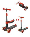 キックスクーター 子供用 RideVOLO キックボード 2way三輪車 三段階高さ調整 62/74/81cm 光るLEDタイヤ 折り畳み式 シート高さ調節可能...