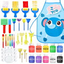 Shuttle Art 指絵の具 10色 37点セット 60ml スタンプ スポンジブラシ付 水性 洗える 子供用 手形アート フィンガーペインティング 絵画ツ...