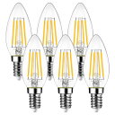 LVWIT シャンデリア電球 E12口金 60W形相当 806LM LEDフィラメント電球 2700K電球色 LED燭台電球 E12 6W省エネ 非調光 6個入