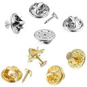 【BEAUTY PLAYER】ピンバッジ 留め具 蝶タック 10mm 60組セット バタフライ型留め具 ピンズ 貼付用 母の日のプレゼント (ゴールド+シルバー...