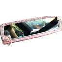 HIGHAWK ミラー リヤビューミラー バックミラー 人工ダイヤモンド 女性 キラキラタイプ 車 ルームミラー デコレーション 車内アクセサリー(ピンク・ツバキ)