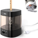 Deli 電動鉛筆削り 入学準備 電動シャープナー 非充電式 6-8mm鉛筆 乾電池/USB 2A電源供給 デッサン鉛筆 小学生 色鉛筆 デッサン 美術 (ブラック)
