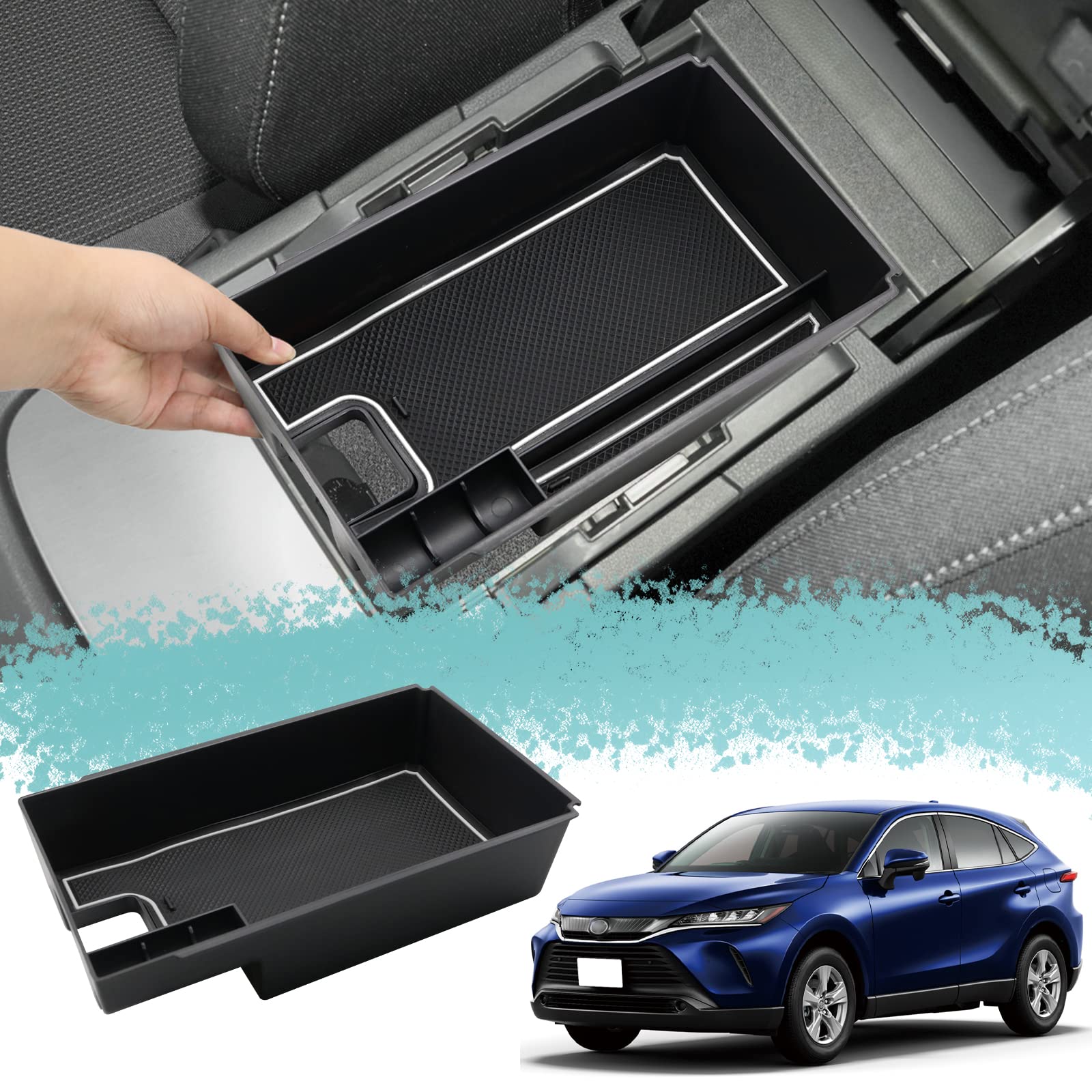 ZCLINKO トヨタ ハリアー 80系 4代目 専用 Toyota Harrier 2022新型 内蔵型コンソールボックス コンソールトレイ 収納ボックス ラバーマット付き 滑り止め トヨタ アクセサリー 騒音軽減 装着簡単 収納ボックス 内装パーツ (ホワイト)