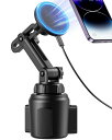 enGMOLPHY MagSafe対応車載ワイヤレス充電器 磁気車ホルダーマグネットワイヤレス充電カップホルダー 最大15W急速充電 ネック伸縮調整可能 iPh...