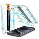 Spigen iPhone 15 Pro ガラスフィルム 貼り付けキット付き 9H硬度 ナノコーティング 2枚入 EZ Fit AGL06892