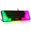 CHONCHOW ゲーミングキーボード コンパクト 薄型 68キー60%小型コンパクト設計 光る ps4/ps5対応 光るキーボード RGBバックライト テンキーレス キーボード 英語配列 USB有線キーボード Windows 10/8/7/xp/VISTA PCノートパソコン対応 ゲーミング用/仕事用 G31B