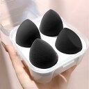 GreenGee メイク スポンジ パフ クッションファンデ 多機能メイク用スポンジパフ 乾湿兼用 涙型 斜めカット 洗えるメイク スポンジ 旅行 デート パーティー 宴会 パフォーマンス化粧 (ブラック 4個)
