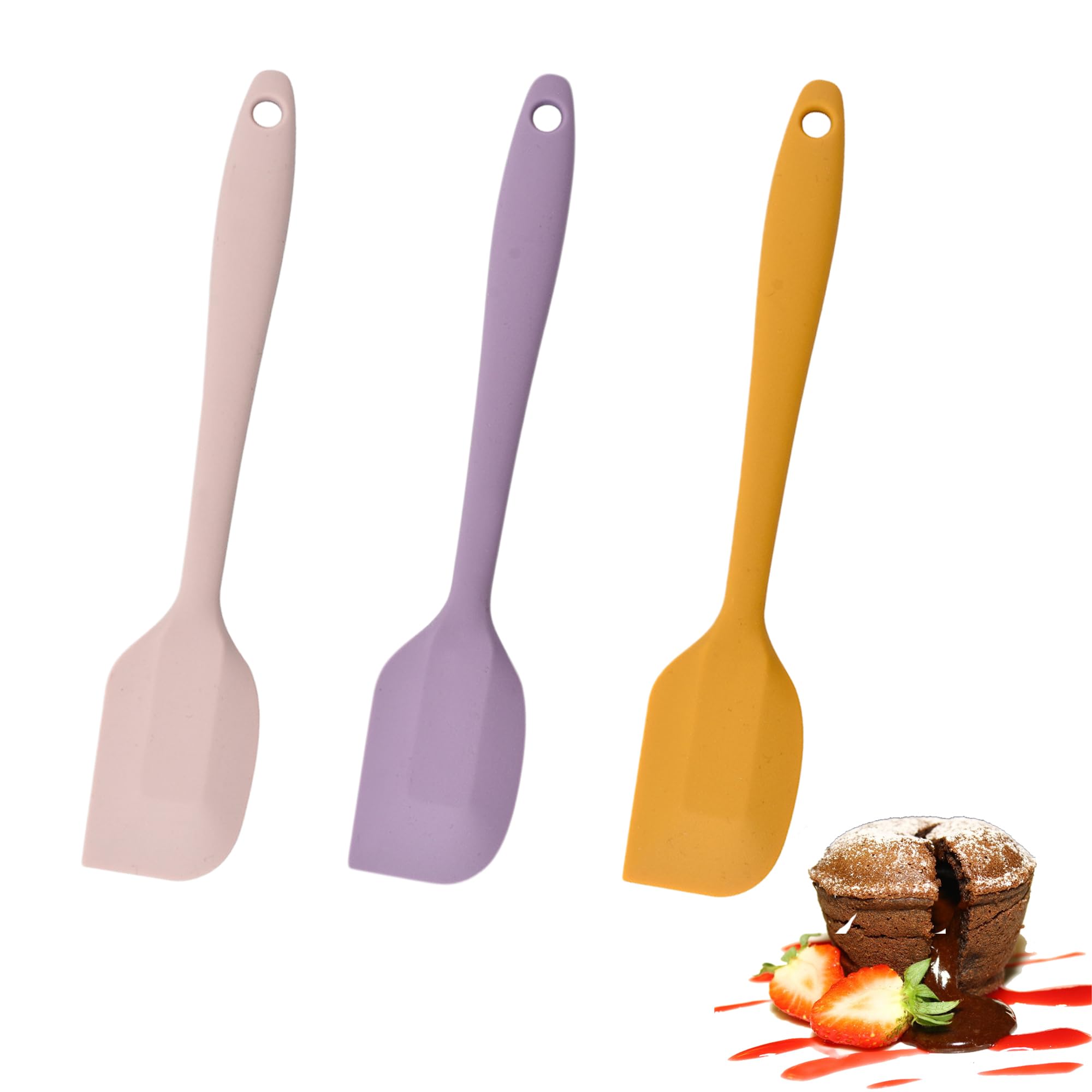 DELUXEFOX ゴムヘラ シリコンヘラ スパチュラ シリコン製 キッチンアイテム ゴムベラ 耐熱 キッチンツール 食洗器対応 シリコン製 製菓器具 料理 お菓子作り（イエロー+ピンク+パープル）