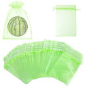【BEAUTY PLAYER】果樹袋 果物保護バッグ 果実袋 防虫 ネット 家庭菜園 防鳥ネット 害虫鳥避け 通気性 光通過 メッシュバッグ 園芸工具 桃 イチゴ ミニメロン いちじく ぶどう用 農業用 巾着袋 (50枚入, 30cm×40cm)