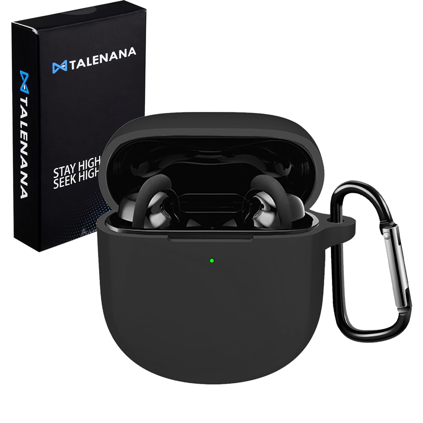 TALENANA for Bose QuietComfort Ultra Earbudsケース【2023全新デザイン】シリコン素材 保護カバー 防水 キズ防止 Bose QuietComfort Earbuds II 保護ケース 落下防止 耐衝撃 全面保護 カラビナ付き Bose QuietComfort Ultra Earbuds/Earbuds II対応(ブラック）