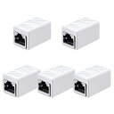 RJ45 LANケーブル用中継コネクタ (5個セット, ホワイト) LpoieJun RJ45 延長 アダプタギガビット対応 メス-メス ネットワークケーブル ...