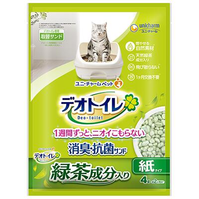 デオトイレ　緑茶成分入り消臭・抗菌サンド(4L)　ユニチャーム　4520699680759　猫用品/猫砂/紙系